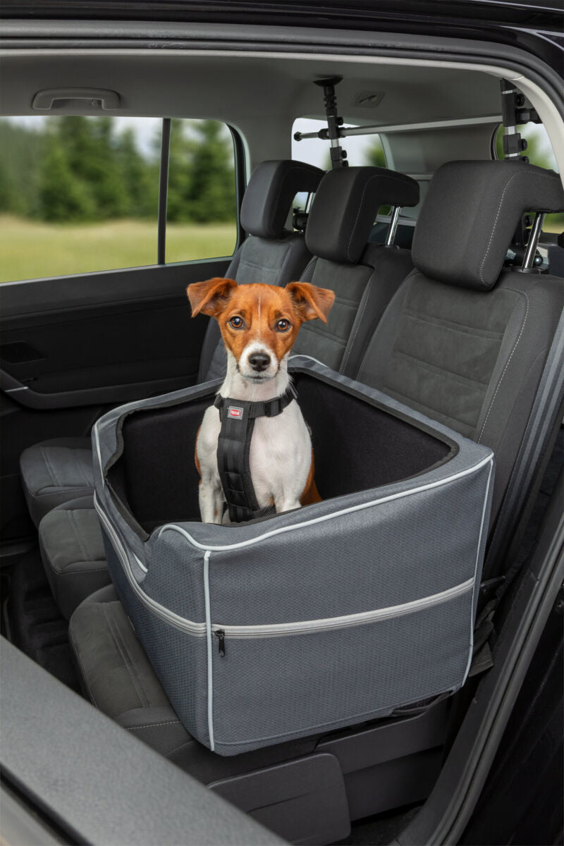 Autositz faltbar mit Außentaschen und Teddyplüsch für Hunde bis 10 kg