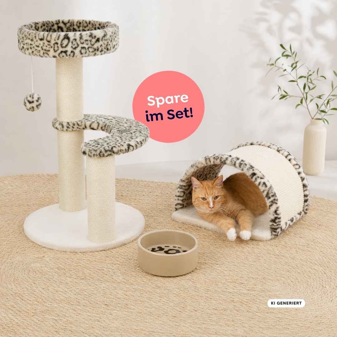 Leo Set: Keramiknapf, Kratzbrücke und Kratzbaum